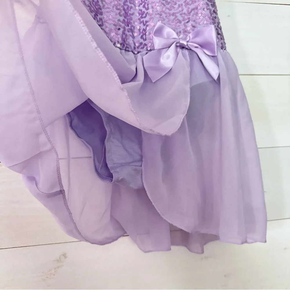 Lilac Sequin Kids Dance Costume Dress‎ Girls Size XL